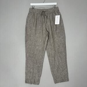 Athleta Retreat Linen Ankle Pants Womens Petite Medium Brown Minimalist Neutral